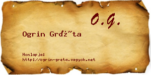 Ogrin Gréta névjegykártya